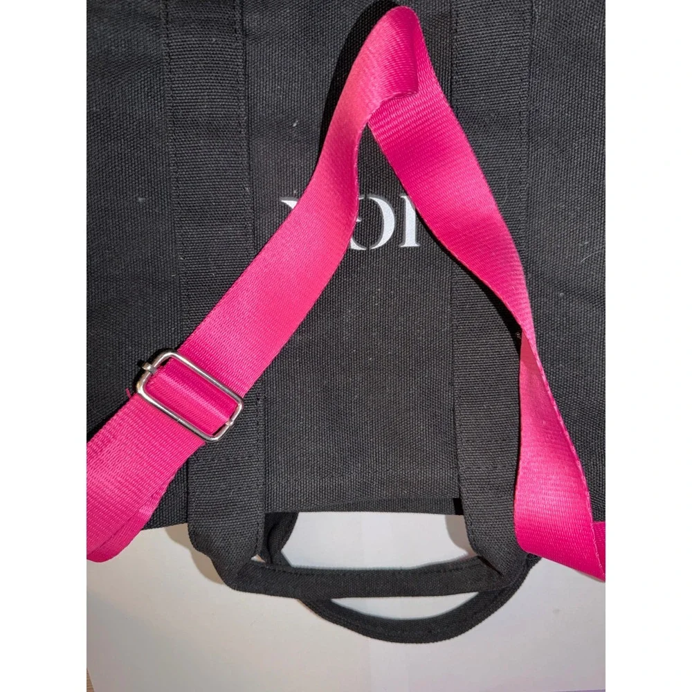 IGK Hair Black‎ Canvas Tote Bag Hot Pink Adjustable Crossbody Strap Zippered